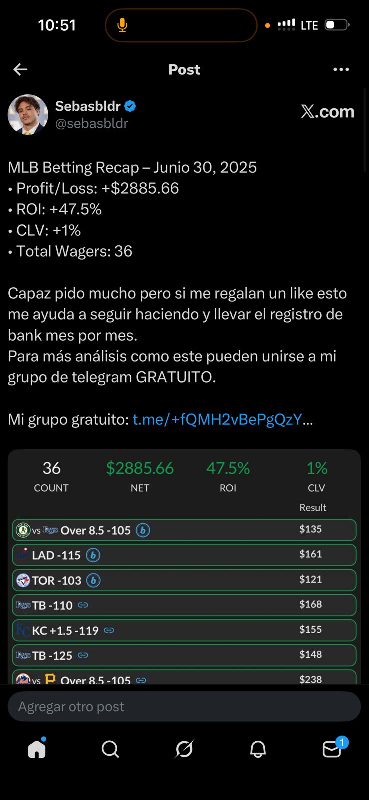 BetStamp — MLB Jun 2025 +47.5% ROI